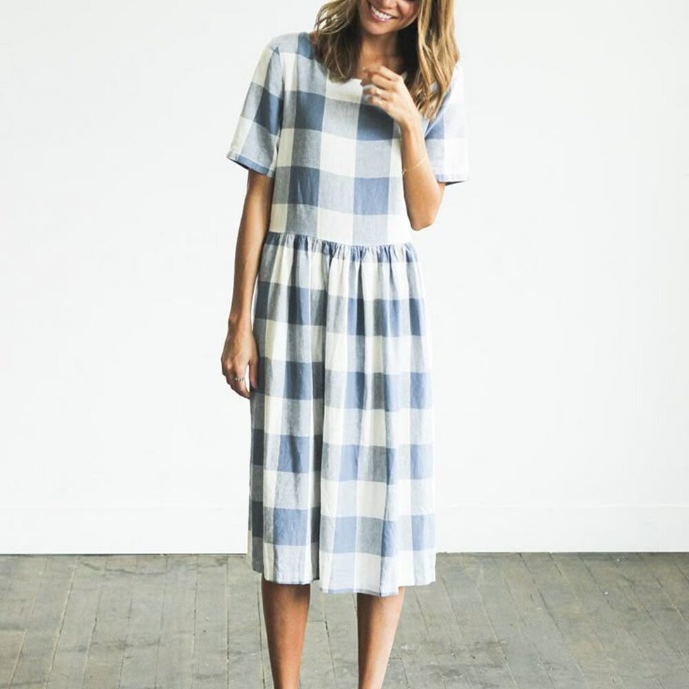 Clad & Cloth Gingham Picnic Dress With Pockets